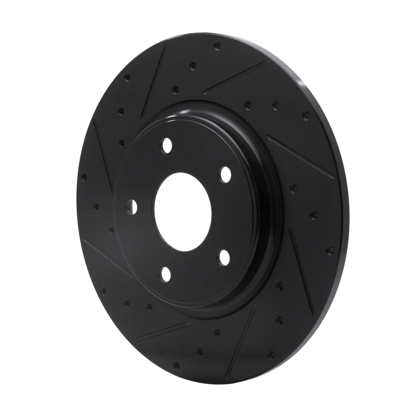 Chrysler Town & Country Brake Rotor (1) - Rear Left - R1 Concepts - Drilled & Slotted - Black - `12-`20